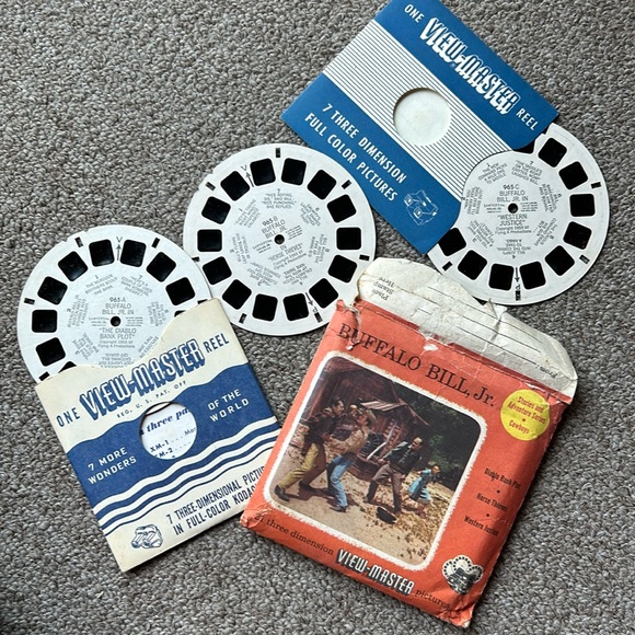 Vintage 1955 View Master 3 Reel Set Buffalo Bill Jr. in Pack - Picture 1 of 6
